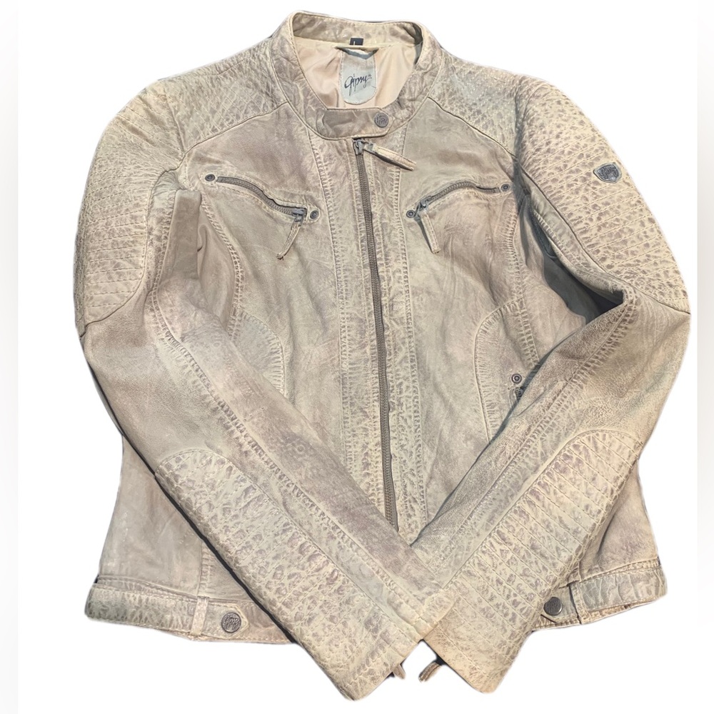 Rare Gypsy beige leather jacket size L